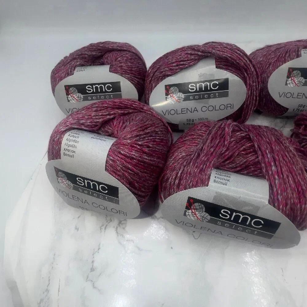 SMC SELECT Violena Cotton Modal Blend Red Grey Yarn-8 Skeins NEW!